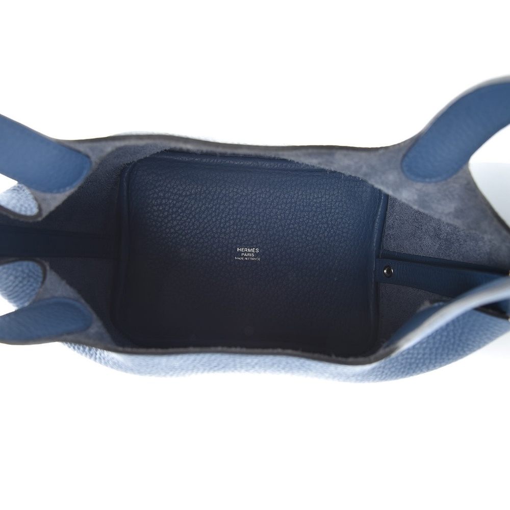 HERMES Taurillon Clemence Picotin 18 Bleu  Agate - Picture 3 of 8